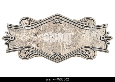 Vintage marble plaque isolated on white background Stock Photo