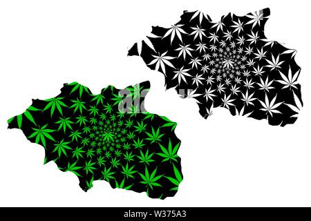 Cankiri (Provinces of the Republic of Turkey) map is designed cannabis leaf green and black, Çankiri ili map made of marijuana (marihuana,THC) foliage Stock Vector