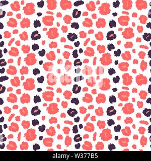 cute seamless vector pattern background illustration with pink and violet animal print with leopard dots Stock Vector