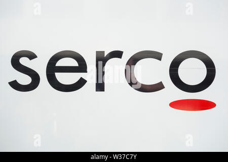 Close-up of a Serco Group plc logo Stock Photo