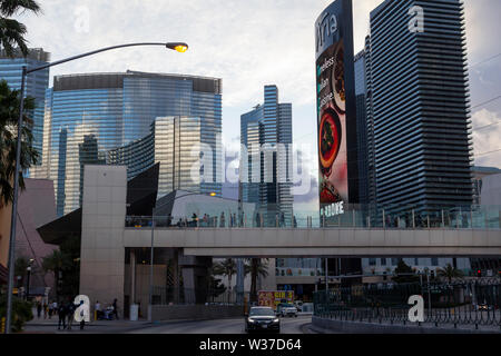 Las Vegas Strip, casino and hotels city view with modern architecture and luxury stores Stock Photo