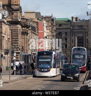Edinburgh tram 253 at West end Princes street Edinburgh with a York Place - Edinburgh Airport service Stock Photo