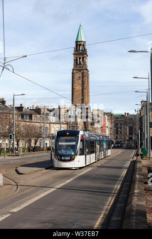 Edinburgh tram 253 at West end Princes street Edinburgh with a York Place - Edinburgh Airport service Stock Photo