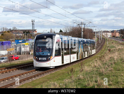 Edinburgh tram 277 passing Sougfhton with a York Place - Edinburgh Airport service Stock Photo