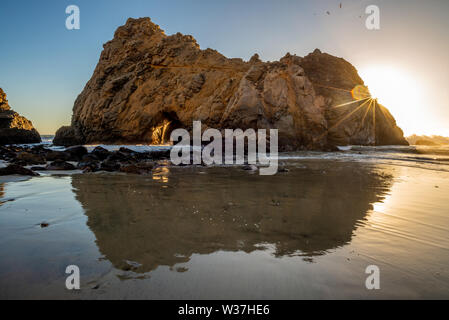 Pfeiffer Beach Keyhole Rock, Big Sur, Monterey County, California Stock Photo