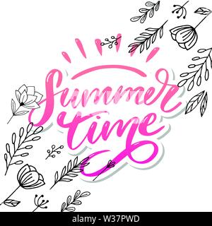 Summer time vector text lettering calligraphy letters black Stock Vector