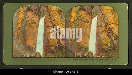 Tower Falls from Below, 150 feet high, Y N P, from Robert N Dennis collection of stereoscopic views Stock Photo