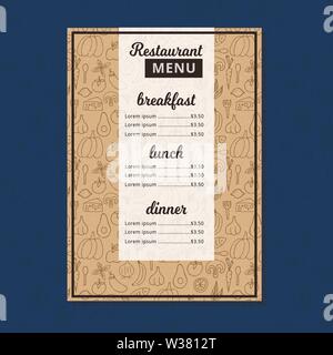 Cafe menu restaurant brochure. Food design template. Stock Vector
