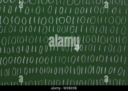 Binary codes on blackboard Stock Photo