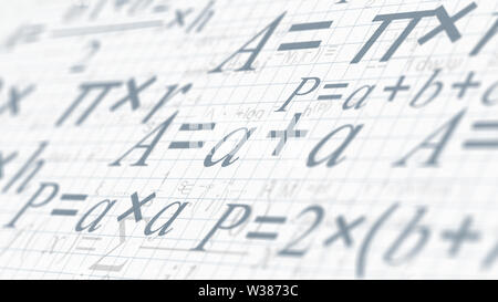 math formulas, concept of science and research (3d render) Stock Photo
