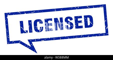 licensed sign. licensed square speech bubble. licensed Stock Vector