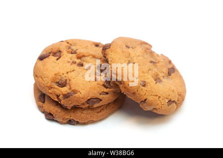 Vanilla cookies with chocolate isolated on white Stock Photo