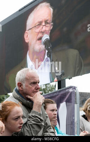 Jeremy Corbyn MP, Leader of the Labour party, speaking at the 135th Miners' Gala in Durham, 13th July 2019 Stock Photo