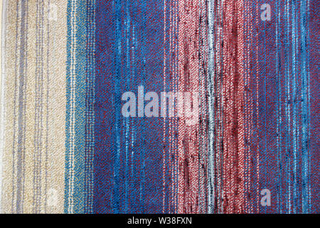 blue red and beige rug - vertical stripes background Stock Photo