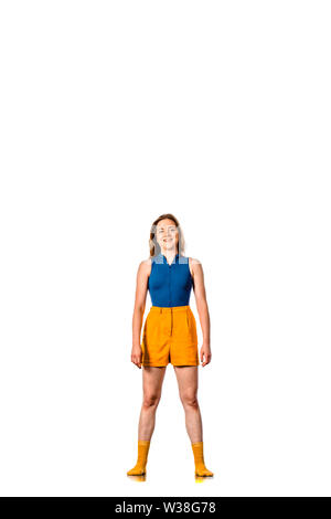 Stylish ballet dancer standing, isolated on white background Stock Photo