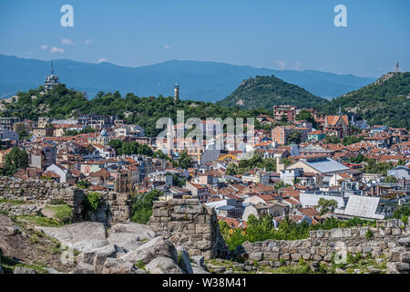 Views of the city of Plovdiv from the top of Nebet Tepe one of its seven legendary hills, where the acropolis used to be, Bulgaria Stock Photo