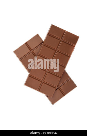 Two milk chocolate bars isolated on white background. Stock Photo