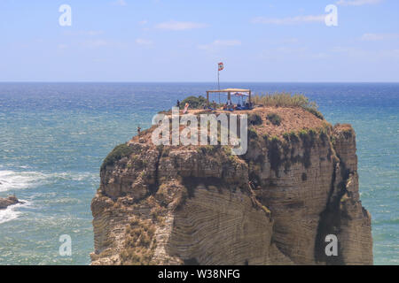 A view of the Pigeon Rocks in Beirut where the Red Bull World Cliff Diving Championships is being held over two days. Stock Photo