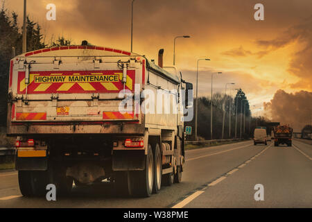 Construction Lorry/HGV transporting goods across nation Stock Photo