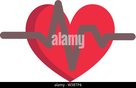 Heart and cardiogram icon concept. Simple design in flat style, vector Stock Vector