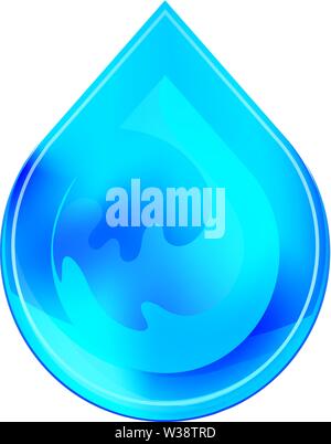 Blue water drop logo icon. Vector illustration design template. Clean water, filtration. Stock Vector