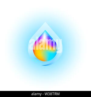 Liquid droplet colorful water drop logo design gradient vector template concept. Vector illustration design template. Clean water, filtration. Stock Vector