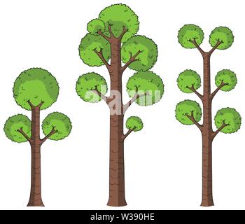 Cartoon Trees on White Stock Vector