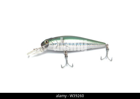 Fishing lures, isolated on white background. Vobler for fishing. Stock Photo