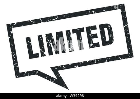 Grunge black limited word square rubber seal stamp on white background ...