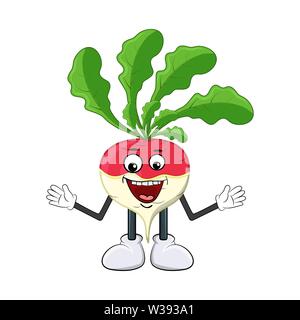 turnip happy cartoon character illustration  isolated on white background Stock Vector