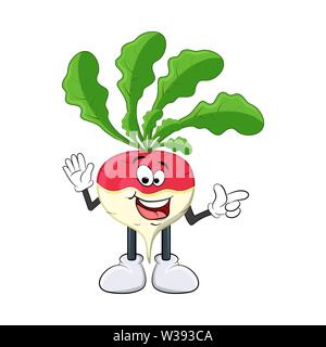 turnip happy cartoon character illustration  isolated on white background Stock Vector