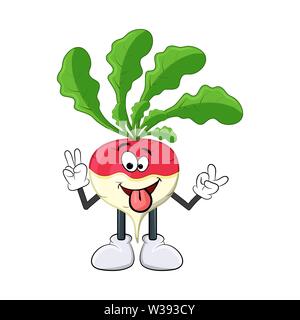 turnip happy cartoon character illustration  isolated on white background Stock Vector