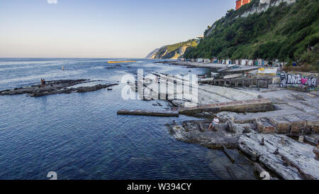 Passetto beach and Seggiola del Papa rock from above Stock Photo