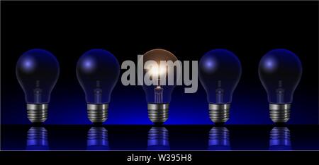 light bulbs idea concept on blue background vector Stock Vector