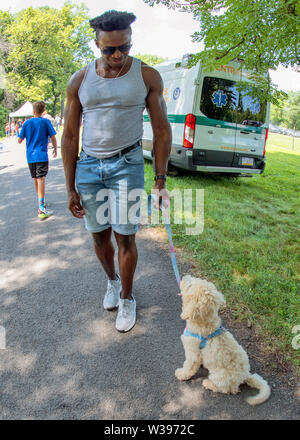 The guy with your favorite dog, Old-fashioned  4 of July Celebration , Doylestown , PA, USA Stock Photo