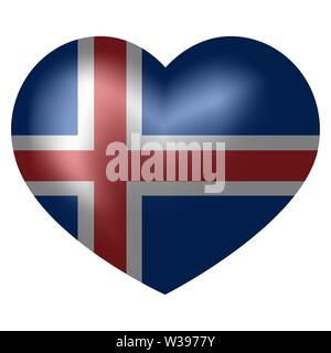 flag of Iceland in heart shape. vector illustration. Stock Vector