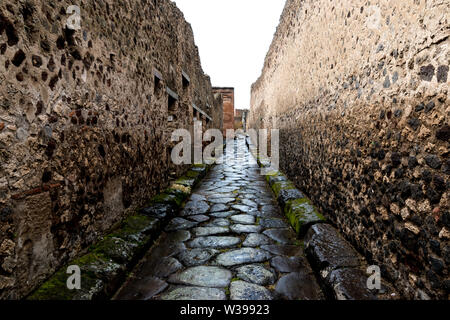 A well preserved Roman road from Pompeii, Italy Stock Photo