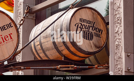 Bourbon Barrels in Louisville Kentucky - LOUISVILLE, USA - JUNE 14, 2019 Stock Photo