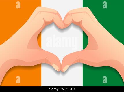 I Love CÃ´te D`Ivoire with Heart Flag Shape Vector Stock Vector