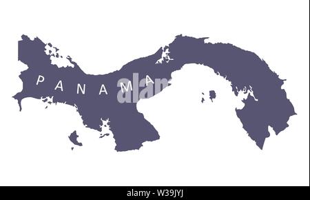 Panama silhouette map isolated on white background Stock Vector