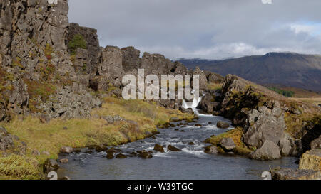 Thingvellir National Park in Iceland, home of Iceland's original Parliament, Althing Stock Photo