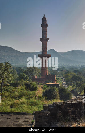 Chand Minar or the Tower of the Moon is a medieval tower Daulatabad, also known as Devagiri a 14th-century fort near Aurangabad Maharashtra INDIA Stock Photo