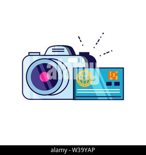 camera photographic digital with credit card vector illustration design Stock Vector
