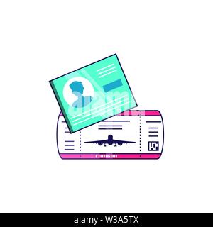 ticket flight and document id icons vector illustration design Stock Vector