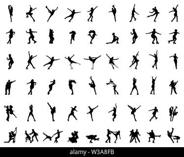 Silhouettes of figure skaters, vector illustration Stock Photo
