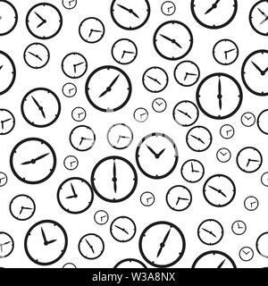 Clock timer seamless pattern background. Business flat vector illustration. Clock watch sign symbol pattern. eps 10. Stock Vector