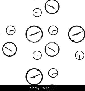 Seamless pattern with clocks showing different time isolated on white background. Vector illustration. eps 10. Stock Vector