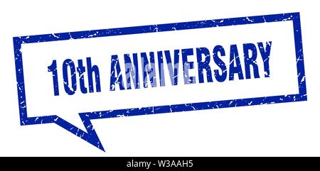 10th anniversary sign. 10th anniversary square speech bubble. 10th anniversary Stock Vector