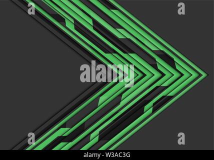 Abstract green circuit line arrow direction on grey blank space design modern futuristic technology background vector illustration. Stock Vector