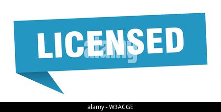 licensed speech bubble. licensed sign. licensed banner Stock Vector